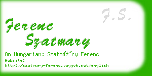ferenc szatmary business card